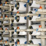 A typical desalination plant with hundreds of pressure vessels